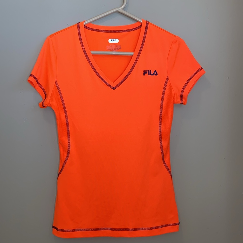 Women’s FILA SPORT Running Performance T Shirt Neon Orange Size Extra Small